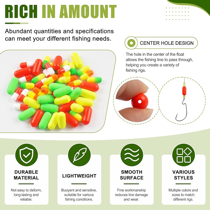 AGOOL Pompano Rigs Fishing Floats Bobbers Snell Float Foam Fishing Rig Floats Live Bait Walleye Rig Making Accessories Bullet Cylinder Float for Trout Catfish