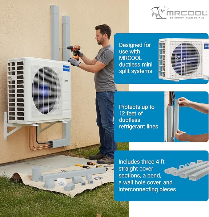 MRCOOL LineGuard Line Set Outdoor Cover for Ductless Mini Split System, Protection from Wind, Rain and Extreme Temperatures, Gray