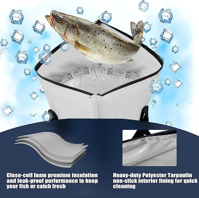 MORXPLOR Insulated Fish Cooler Bag for Fishing 41x17 47x17In 50x20In 60x24 72x30 80X40 Inches,Large Insulated Fish Kill Bag,Fishing Catch Bag Cooler with Water-resistant Zipper