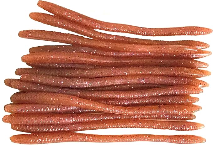 20 Pcs 6.25" Drop Shot Finesse Worms (Scented, Floats) Soft Plastic Baits for Bass Fishing
