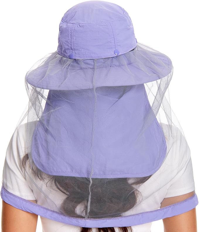 BASSDASH UPF 50+ Mosquito Sun Hat with Hidden Head Net and Neck Flap for Men Women Outdoor Fishing Hiking Camping