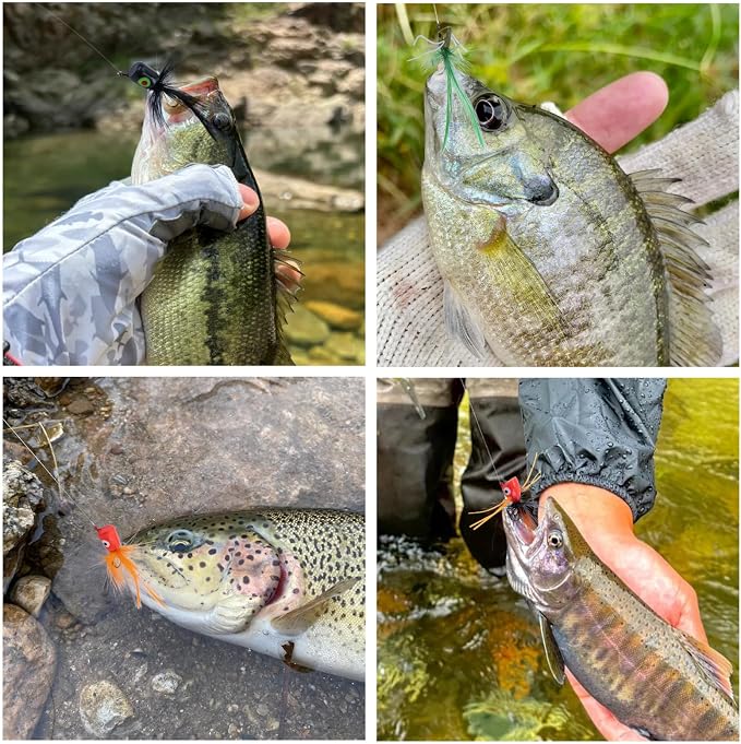Goture Fly Fishing Poppers Lures, Topwater Popper Flies Bugs Lure, Fly Fish Poppers Fishing Lures Kit, Dry Flies for Panfish Bluegill Crappie Sunfish Bass Trout Salmon
