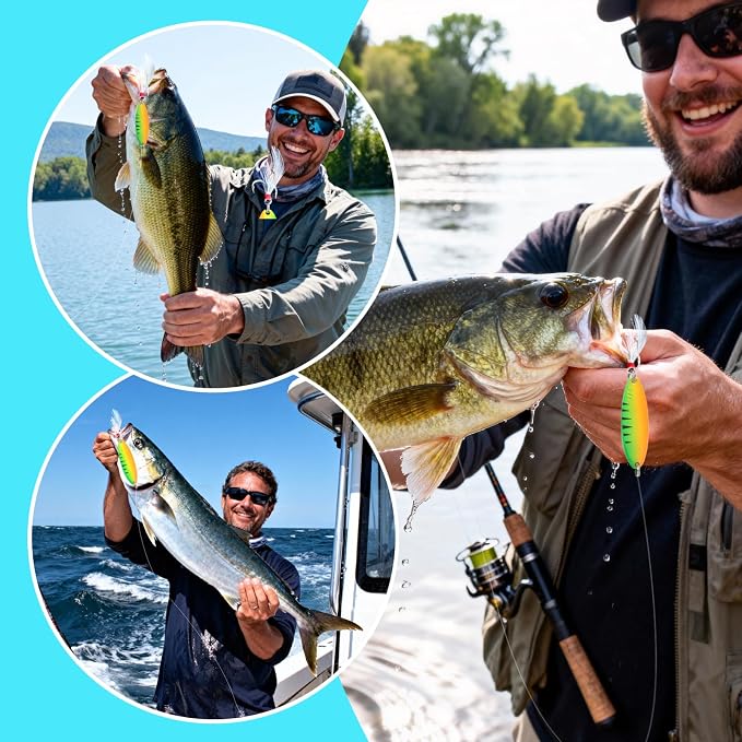 Metal VIB Spinner Blade Baits: 10pcs Blade – Bass & Trout Fishing Lures with Treble Hooks, High-Flash Vibration Hard Baits for Perch Walleye Pike Freshwater Saltwater