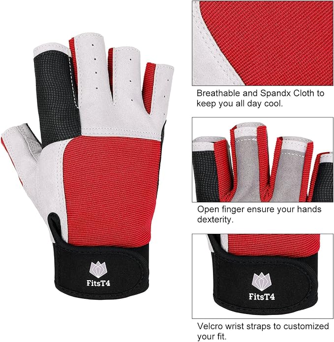 FitsT4 Sports Sailing Gloves 3/4 Finger and Grip Great for Sailing, Yachting, Paddling, Kayaking, Fishing, Dinghying Water Sports for Men and Women