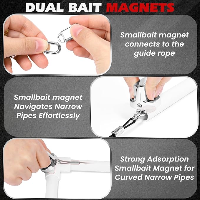 Wire Fishing Tools, Fish Tape Wire Puller Kit, Magnetic Cable Puller,Pulls Electrical Wire Behind Walls, Suitable For Indoor, Garden, Renovation, And Electrician Scenarios (Argent)
