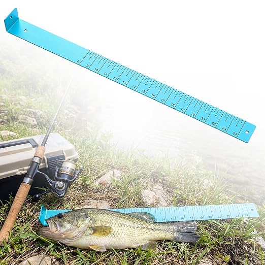 Zonon 1/8" Thick x 24" Long Fish Measuring Board Fishing Gifts for Dads Anodized Aluminum Fish Ruler Aqua Blue Corrosion Resistant Boat Measuring Tool for Fishing Competition Fresh and Salt Water