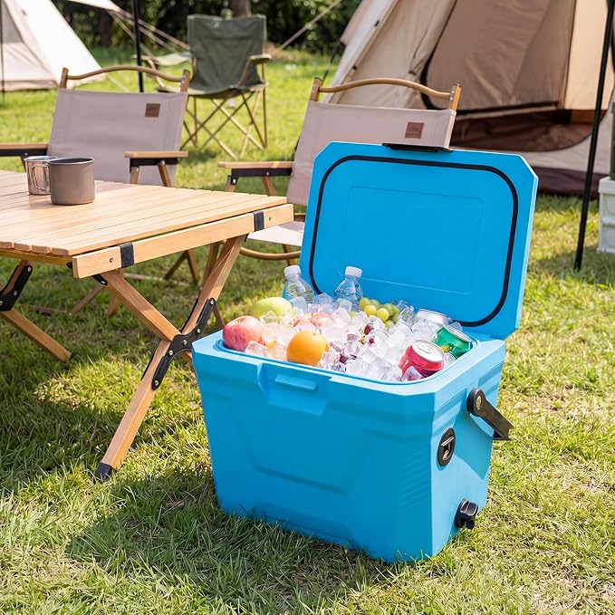 COSTWAY Insulated Portable Cooler, Hard Shell Ice Chest w/ 2 Cup Holders, Bottle Opener, Drain Plug, 3-Day Ice Retention, Outdoor Leak-Proof Dry Box for Beach, Camping, Fishing, Picnic