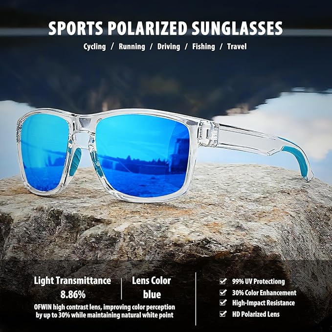 Sports Polarized Sunglasses for Men Women UV Protection Unbreakable Driving Running Fishing Hiking Sun Glasses
