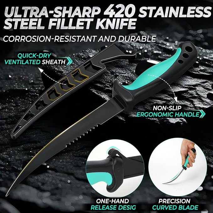 Jenseits Fishing Tool Kit, Fish Gripper, Fishing Pliers, Digital Fish Scale, Fillet Knife, Hook Remover & Fishing Accessories Set, Freshwater Saltwater Fishing Gear, Fishing Gifts for Men Angler