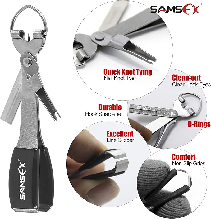 SAMSFX Fishing Zinger Retractors Retractable Tape Measure with Fly Fishing Knot Tying Tool Combo