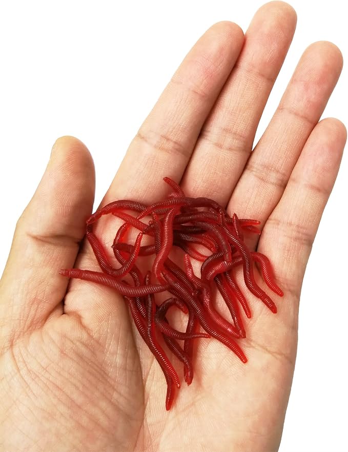 1.6in/3.3/3.9in Fishing Soft Lure Trout Worm Earthworm Bait Lifelike Fake Bloodworm Grub Worm Soft Fishing Lure Baits