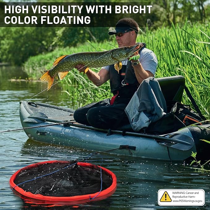 QualyQualy Floating Fish Basket 41/73 Gallons Extra Large for Live Caught, Fully Foldable Fishing Net Holder for Bait Live Well Collapsible Mesh Fishing Holder Cage