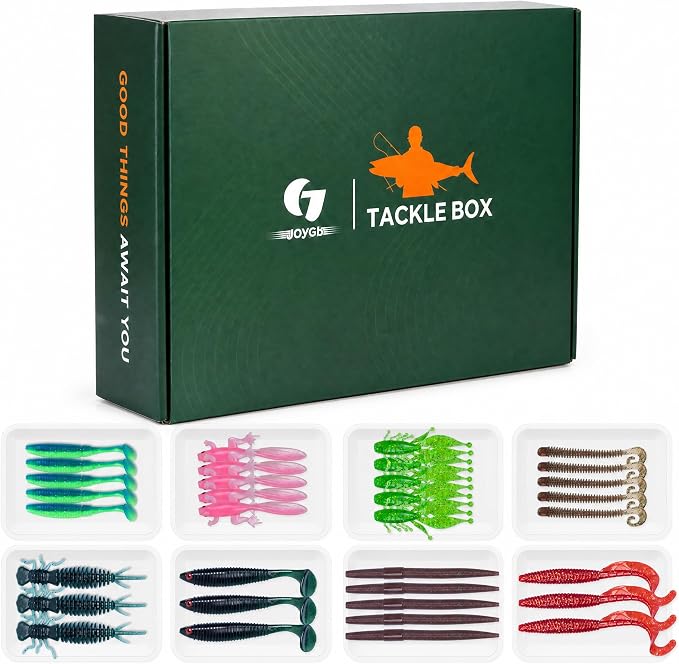 Clearance Bionics-Designed Durable Soft Plastic Fishing Lures Kit with Bonus Accessories, 3/4/5/6 Inch, 9-Type Lifelike Swimbaits in One Gear Set Included Tackle Box for Bass