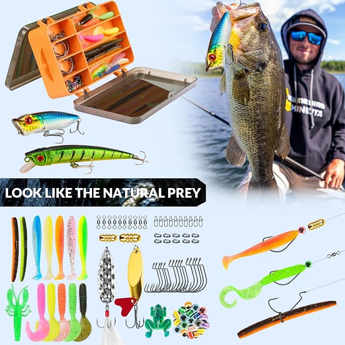 THKFISH Fishing Backpack with Tackle Boxes, 20L Waterproof Tackle Sling Bag with Lures Kit, Fish Lip Gripper, Pliers, Scissors, Fishing Gifts for Men Women