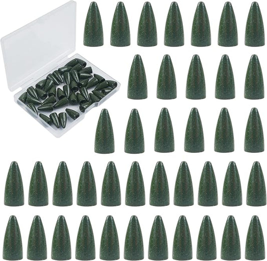Bullet Fishing Sinker Weights, 40pcs Fishing Worm Weights Slip Sinkers Painted Sliding Fishing Weights for Bass Fishing Texas Rigs Saltwater Freshwater Tackle