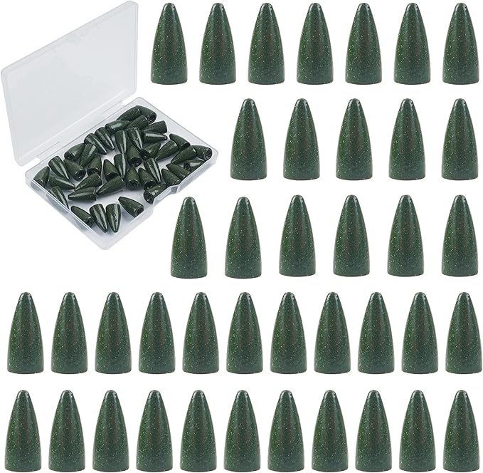 Bullet Fishing Sinker Weights, 40pcs Fishing Worm Weights Slip Sinkers Painted Sliding Fishing Weights for Bass Fishing Texas Rigs Saltwater Freshwater Tackle