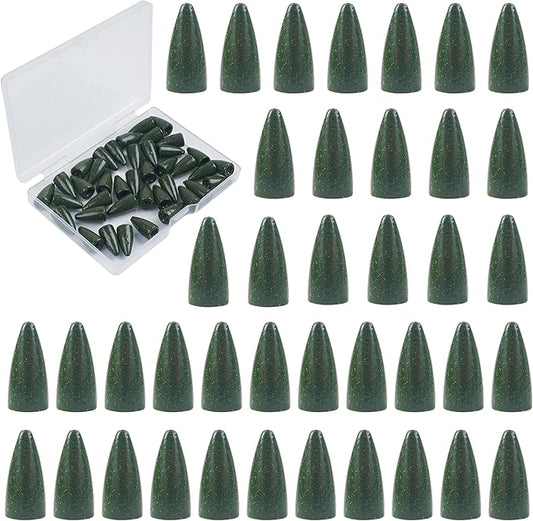 Bullet Fishing Sinker Weights, 40pcs Fishing Worm Weights Slip Sinkers Painted Sliding Fishing Weights for Bass Fishing Texas Rigs Saltwater Freshwater Tackle
