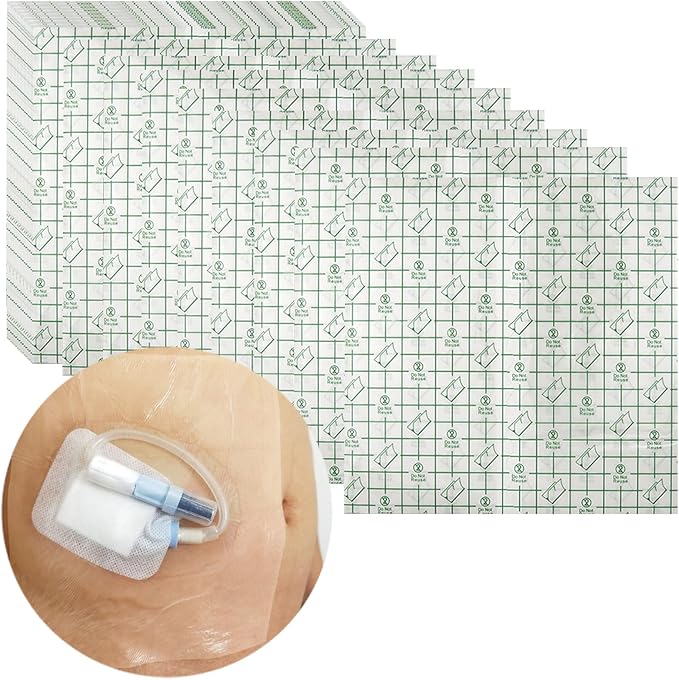 Waterproof Shower Cover Shields Large for Dialysis Port Picc Line Chest Catheter PD Peritoneal Dialysis Chemo Port Feeding Tube G-Tube Patient Shower Protector 9x9 inch (Pack of 25)