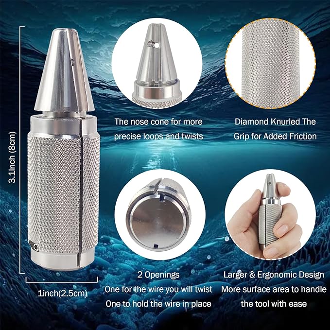 Eupheng Anti-Slip Stainless Steel Twist Fishing Tool, Mini (0.014"-0.032") & Large (up to #19 Gauge) Sizes Single Strand Haywire Twist Tool for Fishing Wire Leader Rig Making