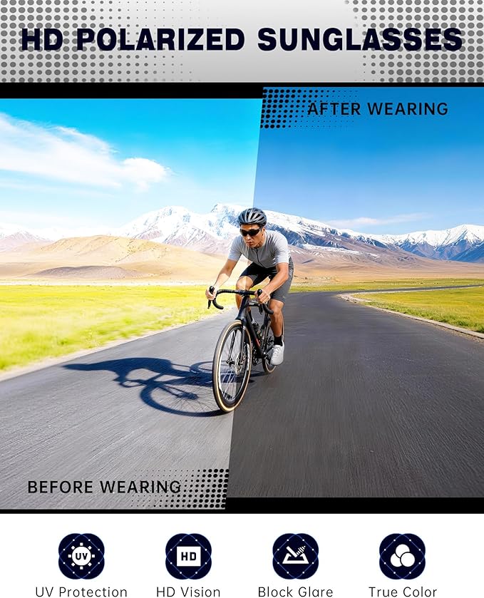 KALIYADI 4 Pack Polarized Sunglasses-Men Sports Sun-glasses: Mens Sunglasses UV Protection for Fishing Driving Cycling