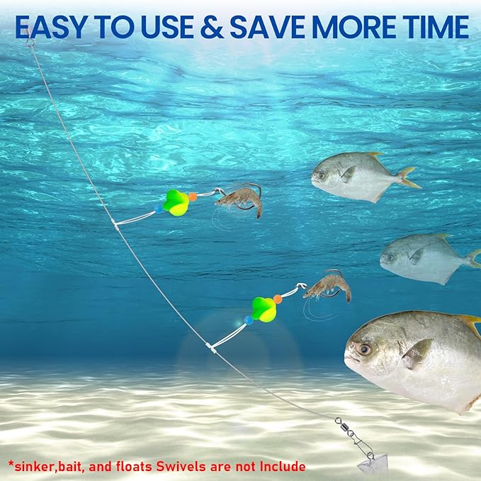 20lb-70lb 100knots Pre-Tied Dropper Loop Fishing Rig, 18" Spacing, 5.5" Loop Size, Ideal for Saltwater & Freshwater Fishing