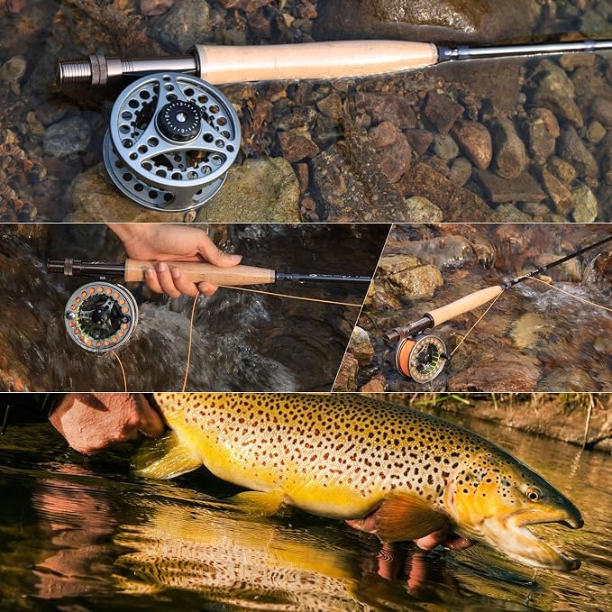 Sougayilang 5/6 Weight 9ft Fly Rod, 4-Piece Graphite Rod, Die Cast Aluminum Reel, Carrying Case, Fly Box & Fishing Flies Combo Starter Kit