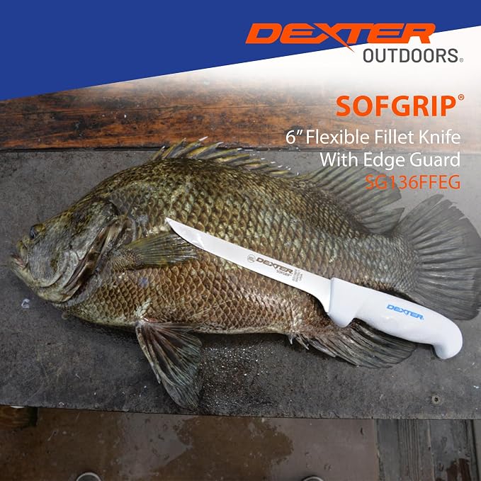 Dexter Outdoors 6" SOFGRIP Fillet Knife | Includes Edge Guard | High-Carbon American Stainless Steel Blade | Resists Corrosion | Comfortable, Slip-Resistant Handle | Made in USA