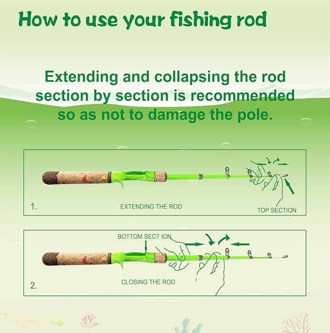 Kids Rod Set, Kids Fishing Rod and Reel Combo and Fishing Net Tackle Box with Fishing Lure Hook and Bag for Girls Beginners, Kids, Youth Anglers