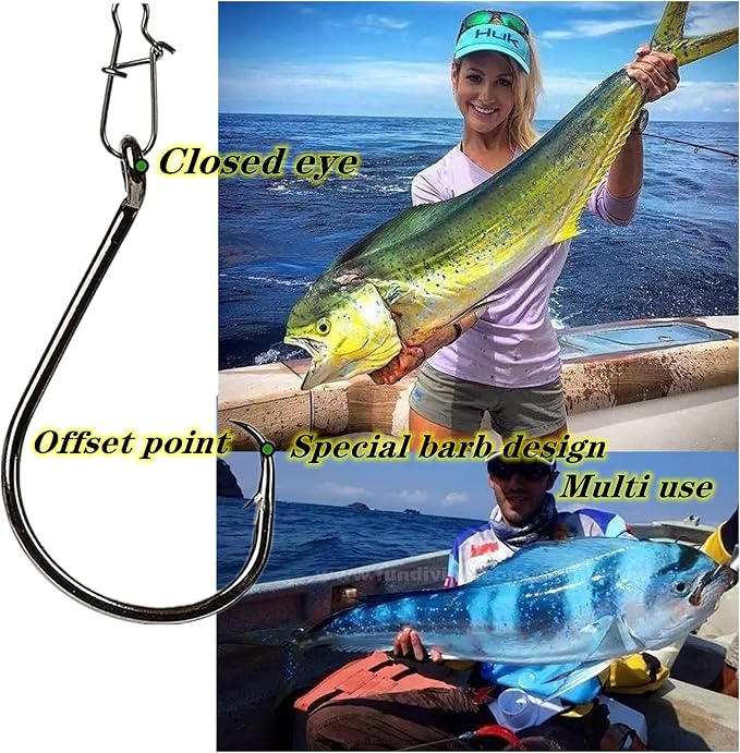 200Pcs/Box（Size:10/0... to...1/0 Strong Octopus Fishing Hooks, Forged Steel/Barded Design, Off-Set Point/Closed Eye, Strong/Sturdy, 10/0 8/0 6/0 5/0 4/0 3/0 2/0 1/0 Mixed Packaging