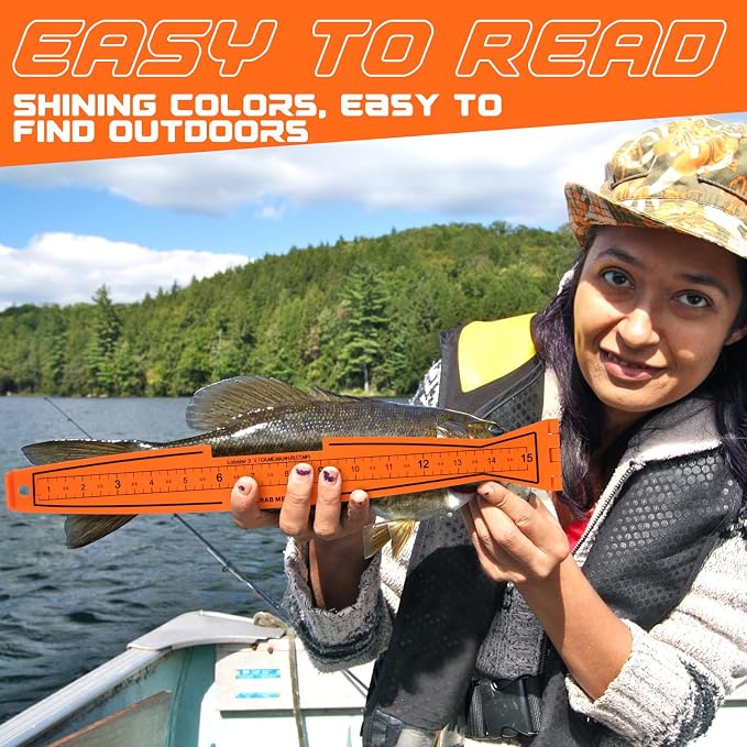 2 Pcs Foldable Fish Measuring Boards, Folding Fishing Rulers Unfolded 32 Inch Bump Board Fishing Rulers Folded to 16 Inch, Easy to Read, Portable Fish & Crab Measure Devices for Boat, Kayak, Orange
