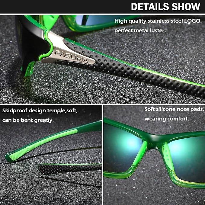 FAGUMA Sports Polarized Sunglasses For Men Cycling Driving Fishing UV400 Protection