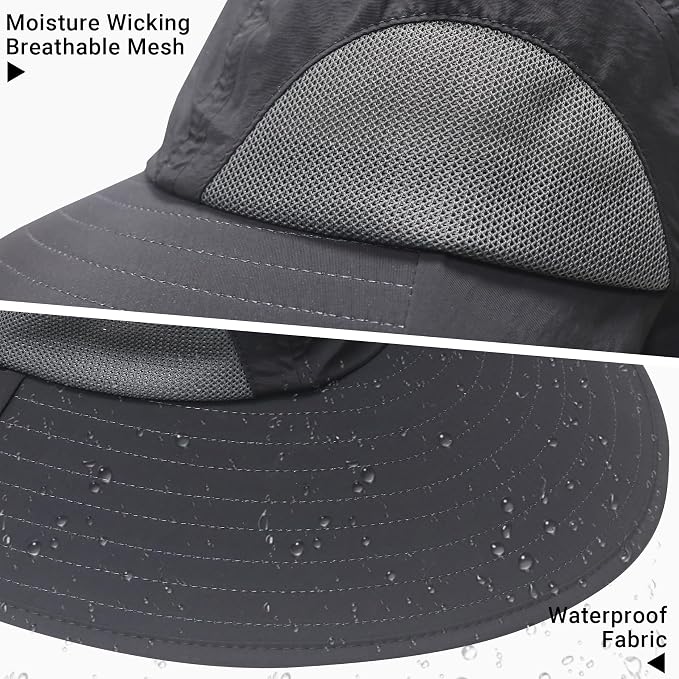 NPQQUAN Sun Hats for Men Women with Neck Flap UPF 50+ UV Protection Wide Brim Bucket Hat Safari Hiking Fishing Hats
