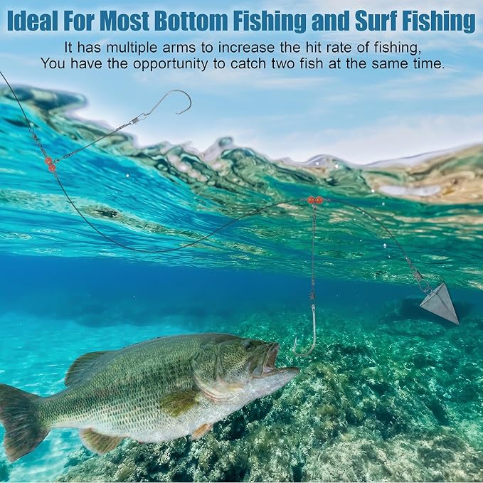 Surf Fishing Tackle Kit Surf Fishing Rigs Double Hook Bottom Rigs Hi-Lo Rig Fishing Leader Rig Pier Fishing Catfishing Bottom Fishing Beach Ocean Saltwater Fishing Rigs