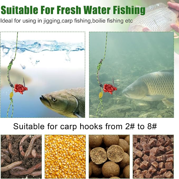 43pcs/152pcs Carp Fishing Hair Rigs Baits Carp Rigs Kit Corn Fishing Beads Boilie Bait Stops Dumbell Stoppers and Stringer Needle Fishing Equipment
