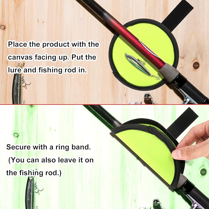 Gosknor 6pcs Lure Wrap, 5.9 Inch Fishing Lure Covers Bait Gloves Fish Hook Storage Protectors Pole Sleeve Guard to Keep Fishermen Fishing Safe for Fishing Rod (Green)
