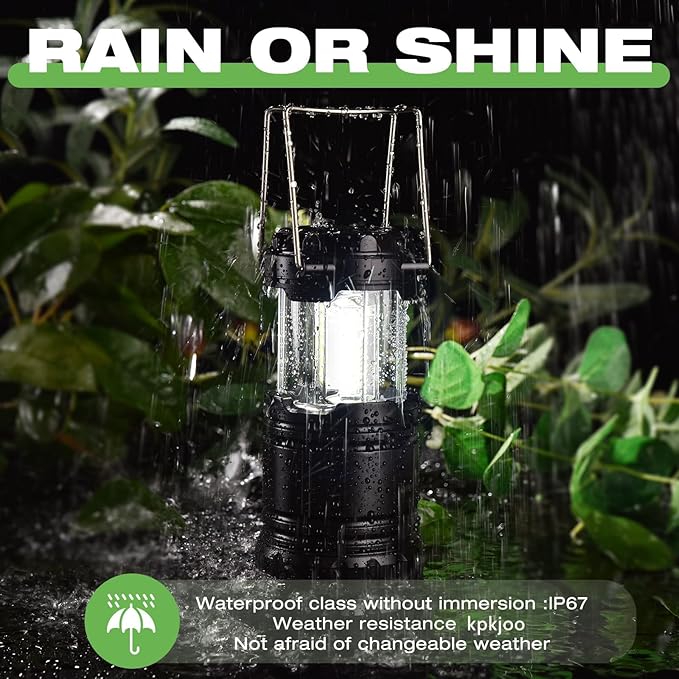 KPKJOO Lantern Collapsible Camping Light, Battery Operated Lanterns LED Super Bright for Power Outages Indoor Emergency Outdoor Camping Hiking Kit (4, COB)