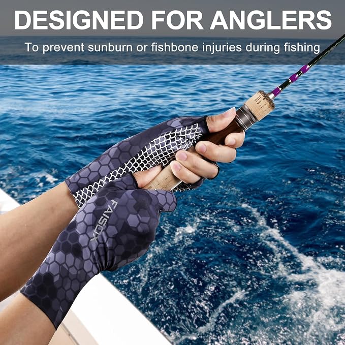 Fly Fishing Gloves Men Sun Sleeves Fingerless UPF Camo Quick-Drying UV Sun Protection for Kayak Rowing Adults Women