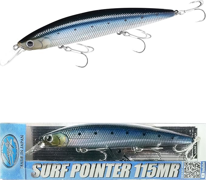 LUCKY CRAFT Surf Pointer 115MR Saltwater Fishing Lures for Halibut and Stripped Bass, Long Casting Jerkbait, Sinking Surf Fishing Gear, Fish Accessories for Tackle Box
