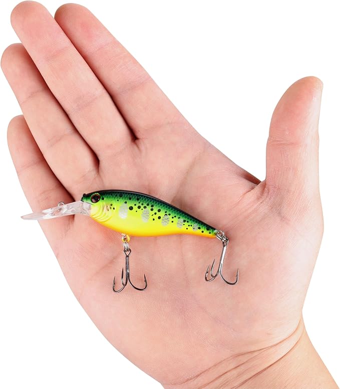 Berkley Flicker Shad Fishing Lure, Slick Chartreuse Pearl, 5/16 oz, 2 3/4in | 7cm Crankbaits, Size, Profile and Dive Depth Imitates Real Shad, Equipped with Fusion19 Hook