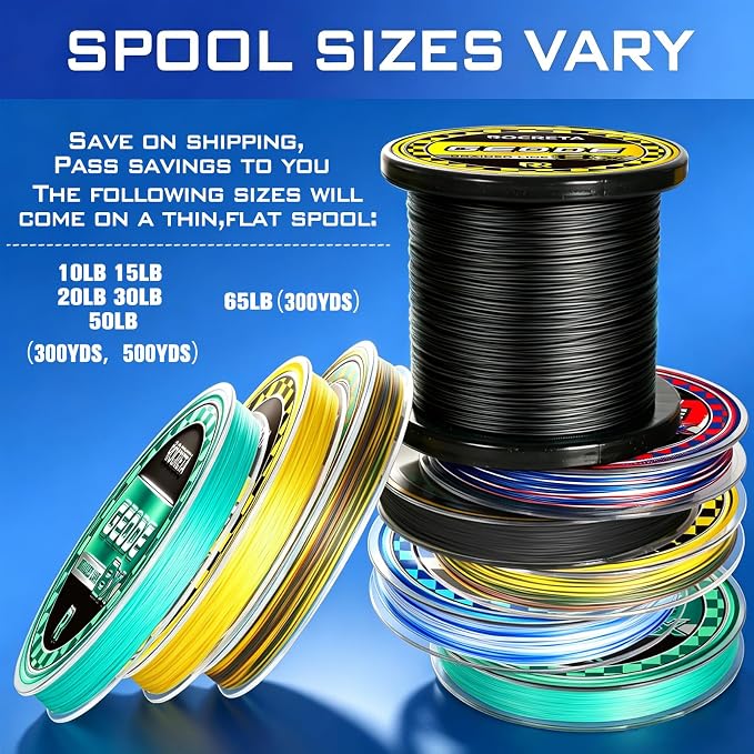 Geode Braided Fishing Line, 10-200 lb, 8 Strands, 300yds/500yds/1000yds, Colored Braid Superline