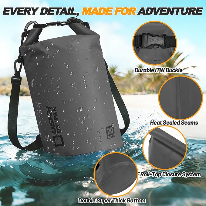 Waterproof Dry Bag, 5L/10L/20L/30L/40L Roll Top Lightweight Storage Backpack with Phone Case for Women & Men, Floating Waterproof Sack for Travel, Swimming, Kayaking, Paddle Board, Camping & Beach