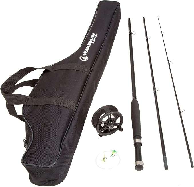 Wakeman Outdoors Fly Fishing Rod & Reel Combo Starter Kit with Case and Accessories