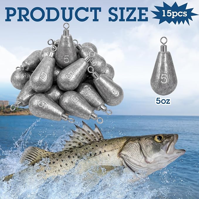 Landhoow Bell Sinkers Weights Casting Swivel Bell Sinkers Fishing Weights Rig for Ocean Saltwater Freshwater Surf Bass Fishing Casting Gear Tackle