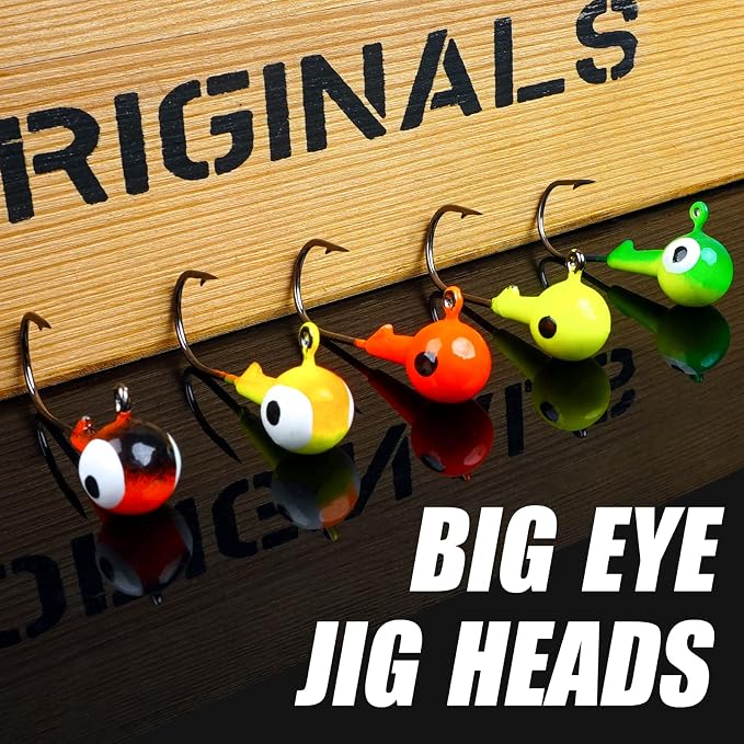 Fishing Jig Heads Hooks Set, 75pcs Assorted Round Jig Head Fishing Lures Crappie Jig Heads Hooks for Bass Trout Crappie Walleye Saltwater Freshwater Fishing Tackle