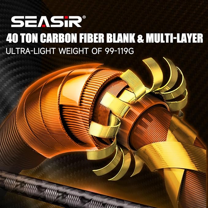 SEASIR CastX Medium Heavy Fishing Rod, Medium Light Spinning Casting Rod, 2 Piece Baitcasting Rod, Saltwater Freshwater Baitcaster Rod, Fast Action, 40T Carbon Fiber, EVA & Cork Grip, Zirconia Ring