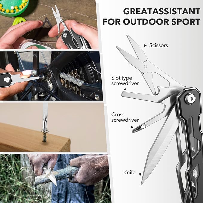Wuwrll Multitool with Safety Locking,16-in-1 Multi Tool Stainless Steel Pocket Knife Set with Pliers, Upgrade Camping Tool Gifts for Men,for Survival, Camping, Hiking, Outdoor 10 Pcs