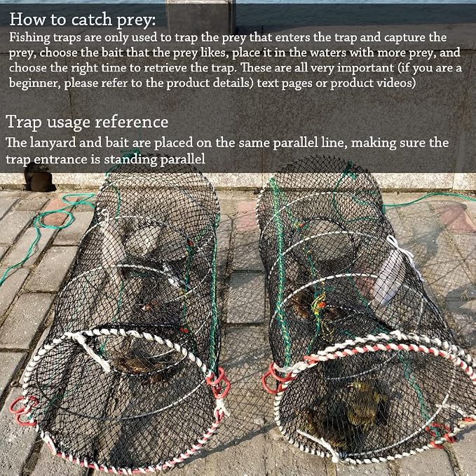 Drasry Crab Trap Bait Lobster Crawfish Shrimp Portable Folded Cast Net Magic Collapsible Fishing Traps Nets Accessories for Blue Crabs