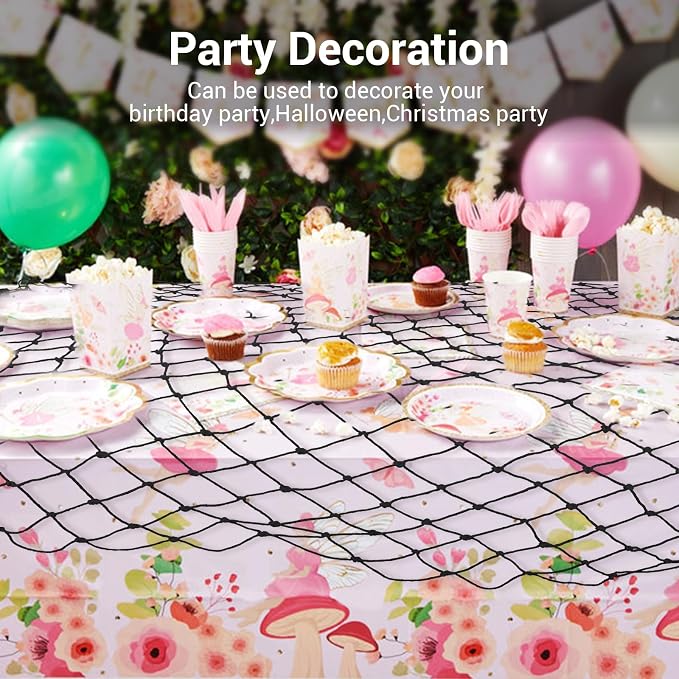 Fish Net Decorations for Party - 80x40 in Black Fishing Net Decor Halloween Gothic Pirate Party Decorations, 3mm Natural Cotton Decorative Netting Table Runner Photo Display Backdrop Wall Decor