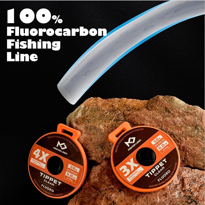 Fly Fishing Tippet Leaders Line with Holder and Silicone Tenders 32/55 Yard Spools, 2X-6X Tippets Clear