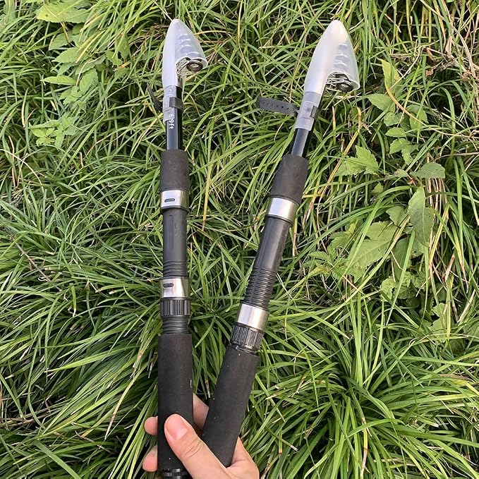 Tripquips Fishing Pole Combo, 6.9ft 2Pcs Telescopic Rods Set, Collapsible Fishing Rods, 2PCS Spinning Reel Set with Carrier Bag Freshwater Fishing Rod and Reel Combos Kits